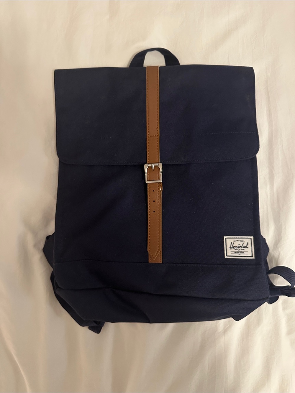 Herschel Supply Navy Backpack with Brown Strap